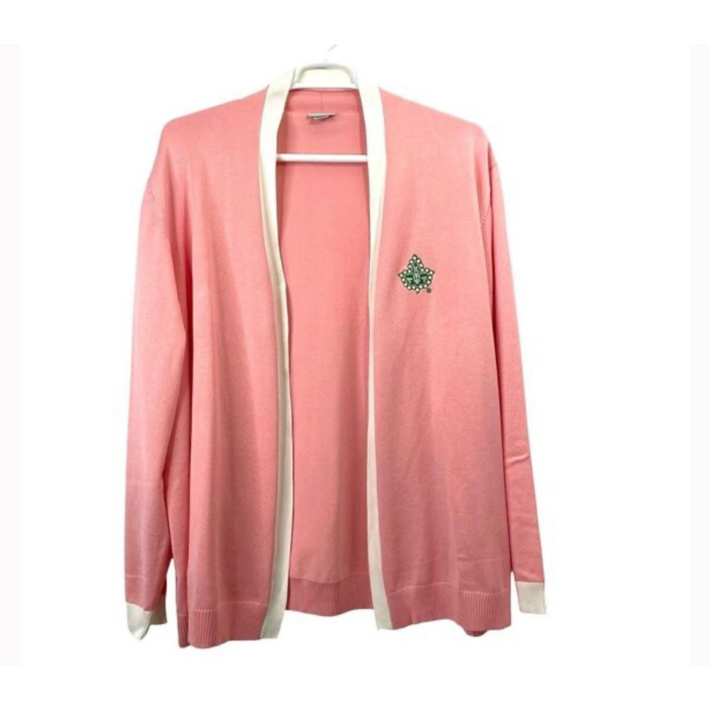 Ivy Storehouse AKA Open Front Cardigan – Sorority Sweater w/ Embellished Shield